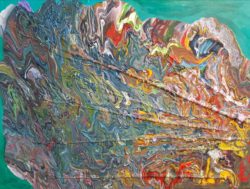 Ben pouring en mixed media